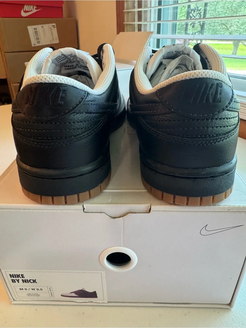 Nike ID Dunk Low, Black/White Gum. Size 8M/9.5W. Brand New/Tried-on.
